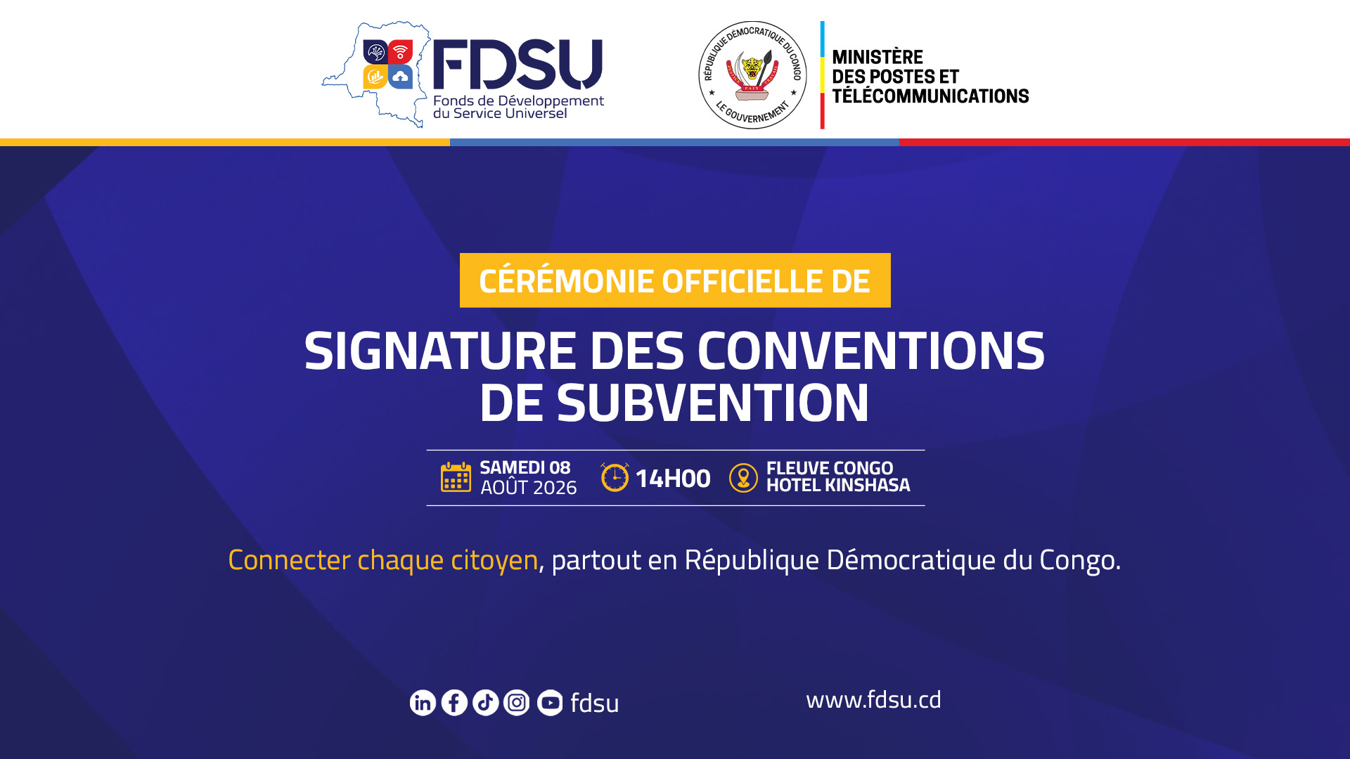 Invitation à la cérémonie officielle de signature des conventions de subvention